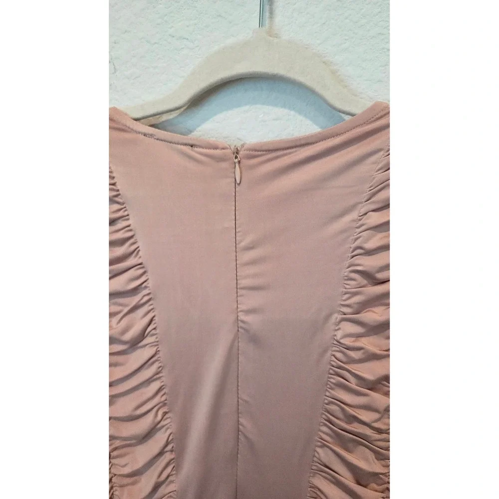 Venus Ruched Sleeveless Bodycon Midi Dress Size S Taupe‎ Neutral